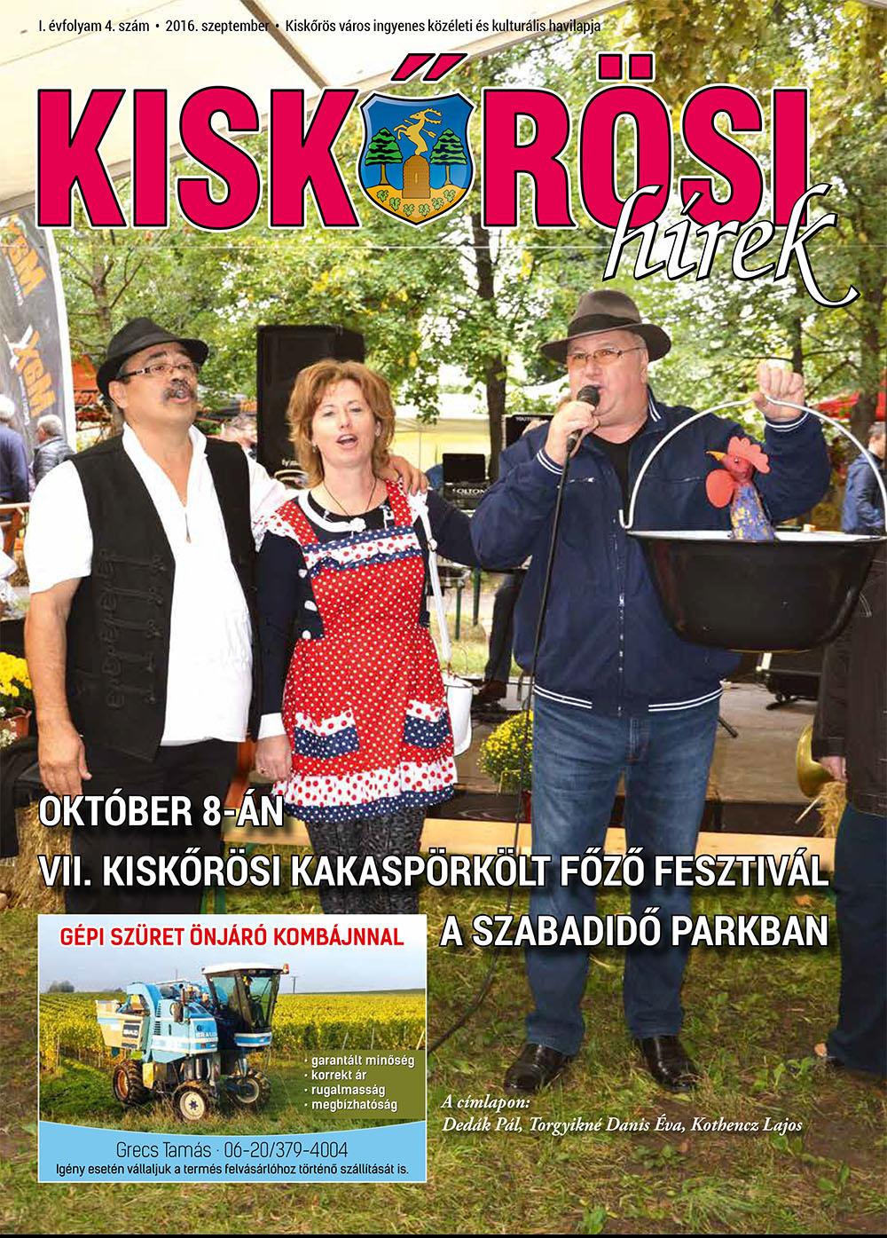Kiskőrösi Hírek - szeptemberi szám