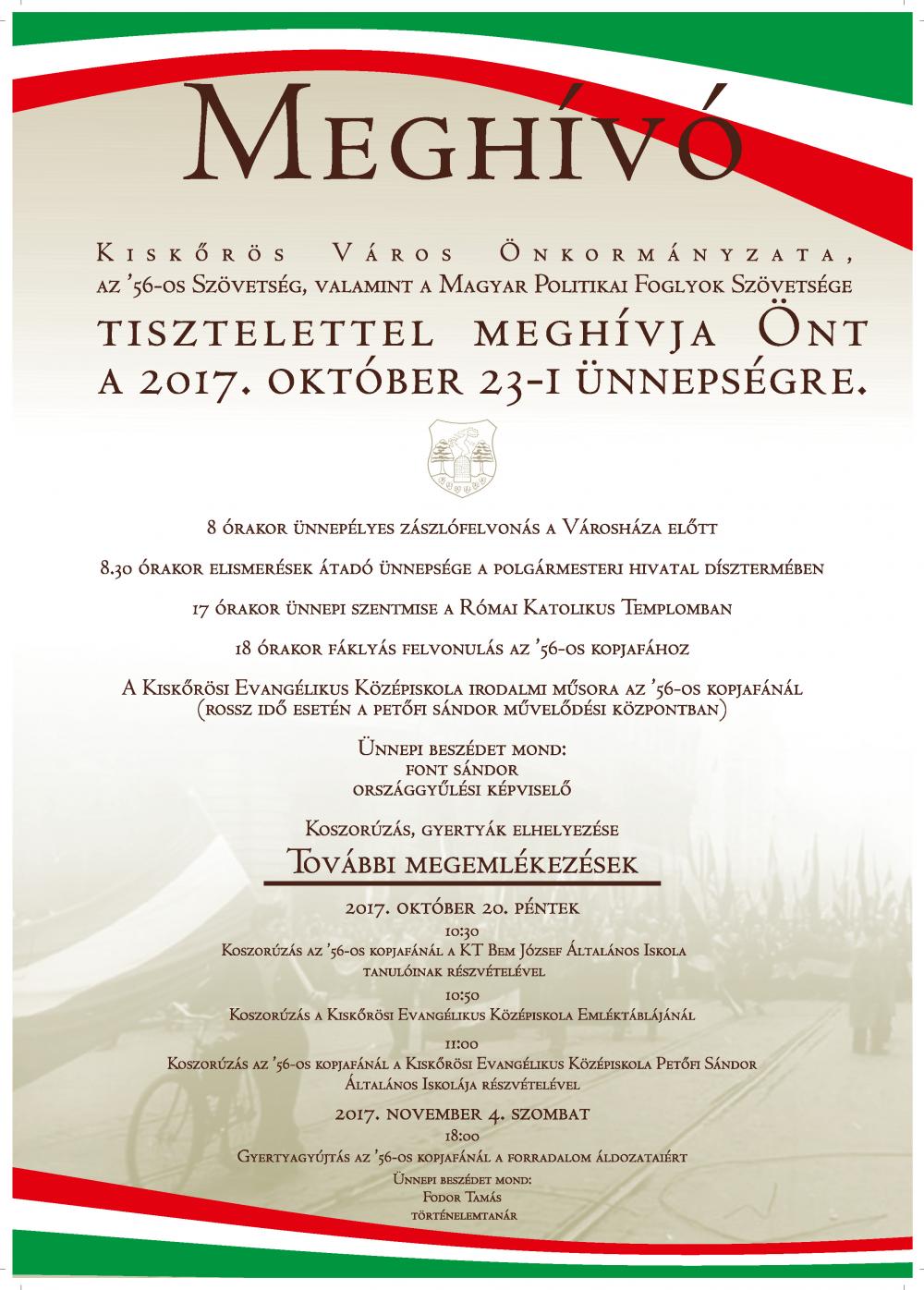 OKTÓBER 23-I ÜNNEPSÉG