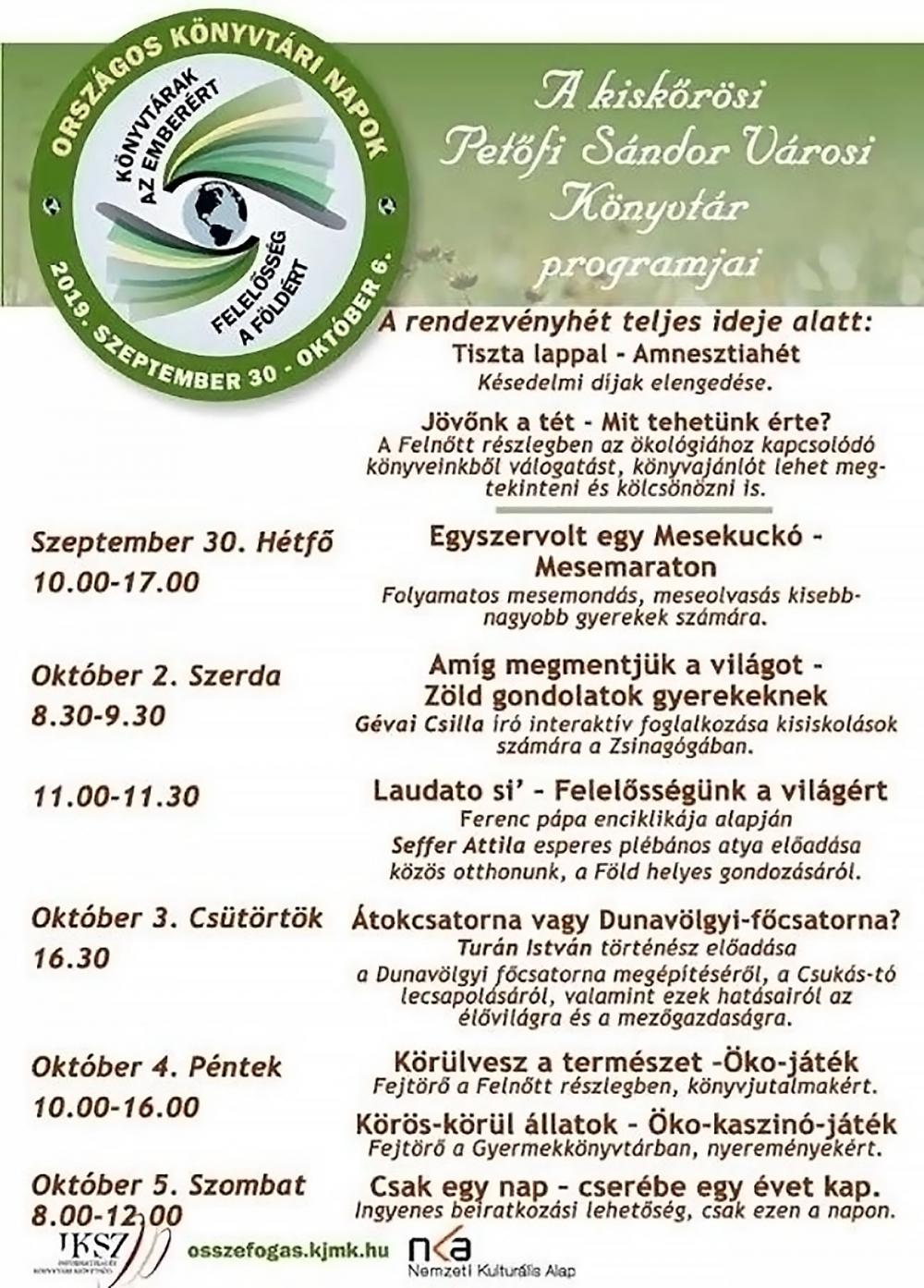 Országos Könyvtári Napok - A kiskőrösi Petőfi Sándor Városi Könyvtár programjai